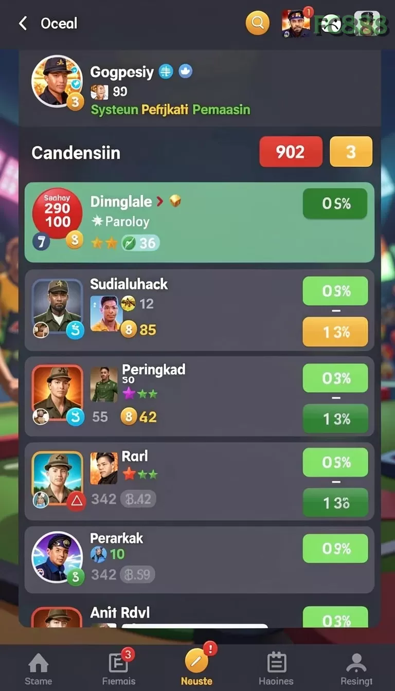 Cuplikan layar ACEPARTY — menu navigasi